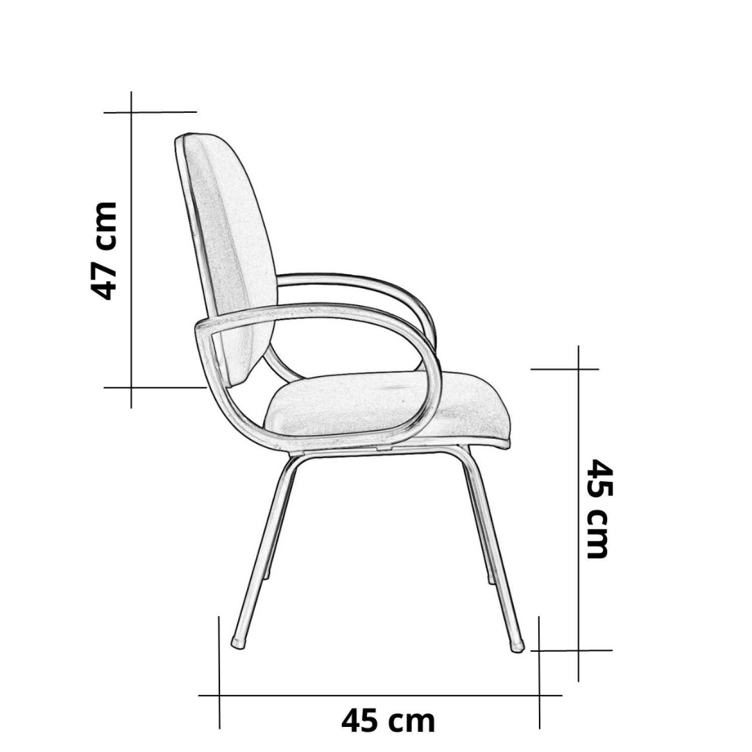 Cadeira Escritório Coletiva Diretor Fixa Estofada com Braço Orelha Metal Wood Design - 5