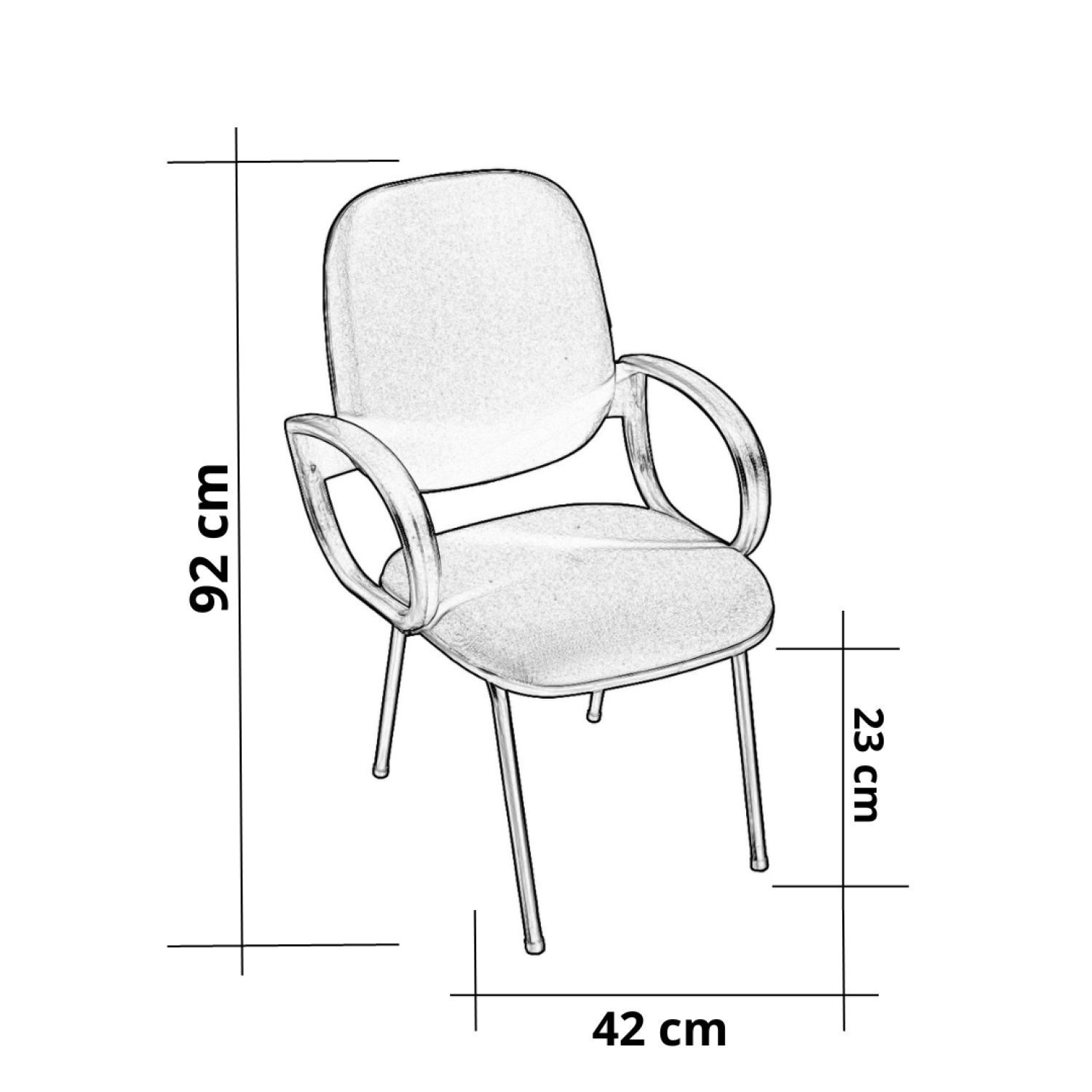 Cadeira Escritório Coletiva Diretor Fixa Estofada com Braço Orelha Metal Wood Design - 4