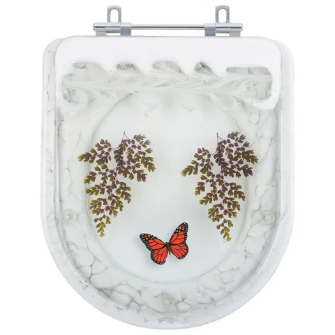 Assento Sanitario Decorado Borboleta Etna Branco para vaso Icasa