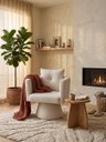 Ver imagem 2 de Poltrona Decorativa Orgânica Base Fixa Agatha Suede Off White Liso