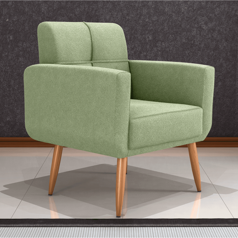 Poltrona Malaga Bouclé Oliva 69cm com Assento D20 para Sala Quarto e Recepção