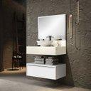 Ver imagem 1 de Lavatório em Porcelanato para Banheiro com Cuba Esculpida Gabinete e Espelheira 