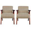 Ver imagem 1 de Kit 2 Poltronas para Sala e Escritório Decorativas Oceania Veludo Bege