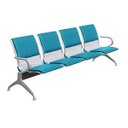 Ver imagem 1 de Cadeira Longarina Cromada 4 Lugares com Estofado - Azul