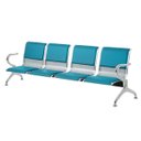 Ver imagem 2 de Cadeira Longarina Cromada 4 Lugares com Estofado - Azul