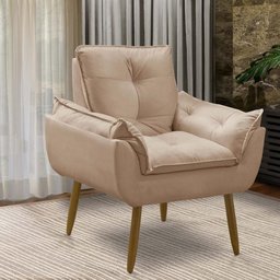 Kit 2 Poltronas para Sala Decorativa Opala Pés Madeira Suede Capuccino Império Decor - 8