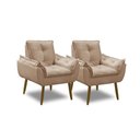 Ver imagem 1 de Kit 2 Poltronas para Sala Decorativa Opala Pés Madeira Suede Capuccino Império Decor