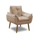Ver imagem 3 de Kit 2 Poltronas para Sala Decorativa Opala Pés Madeira Suede Capuccino Império Decor