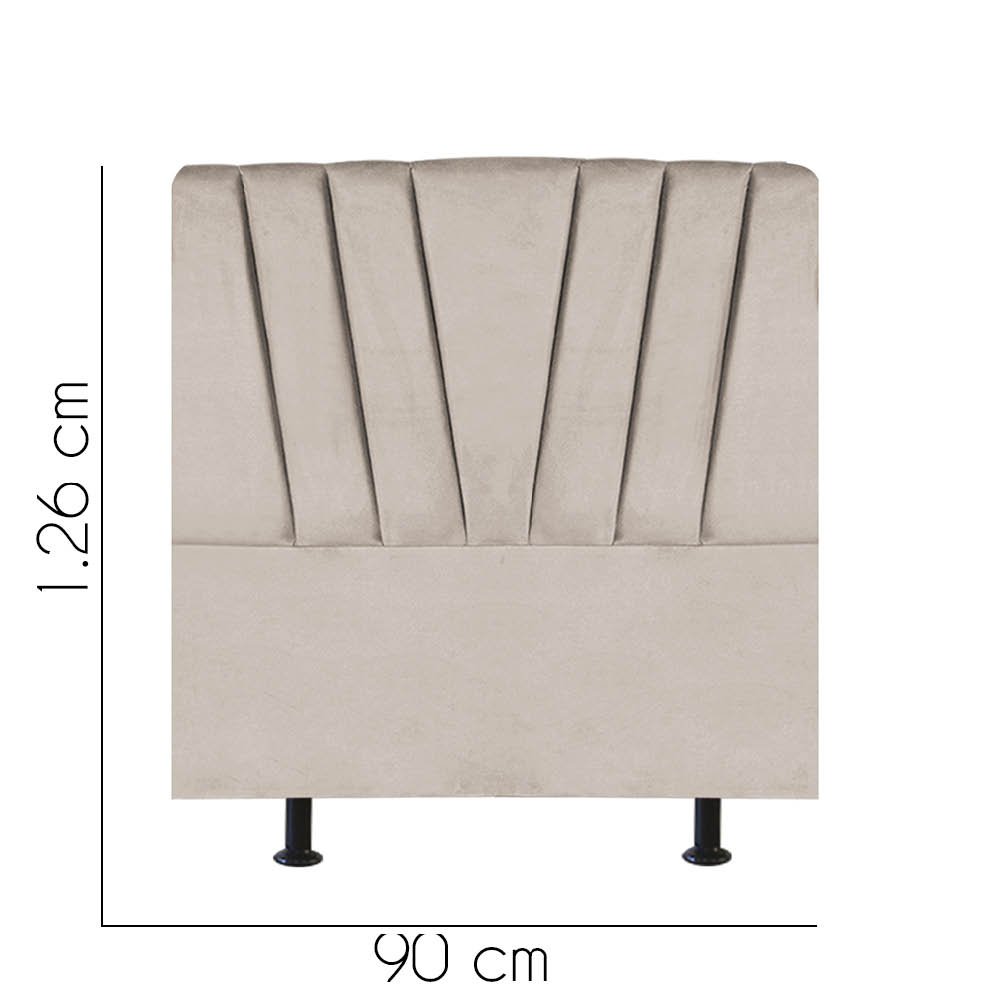 Cabeceira Estofada Bélgica 90cm Solteiro Para Cama Box Quarto Suede Bege - Ahazzo Móveis - 2