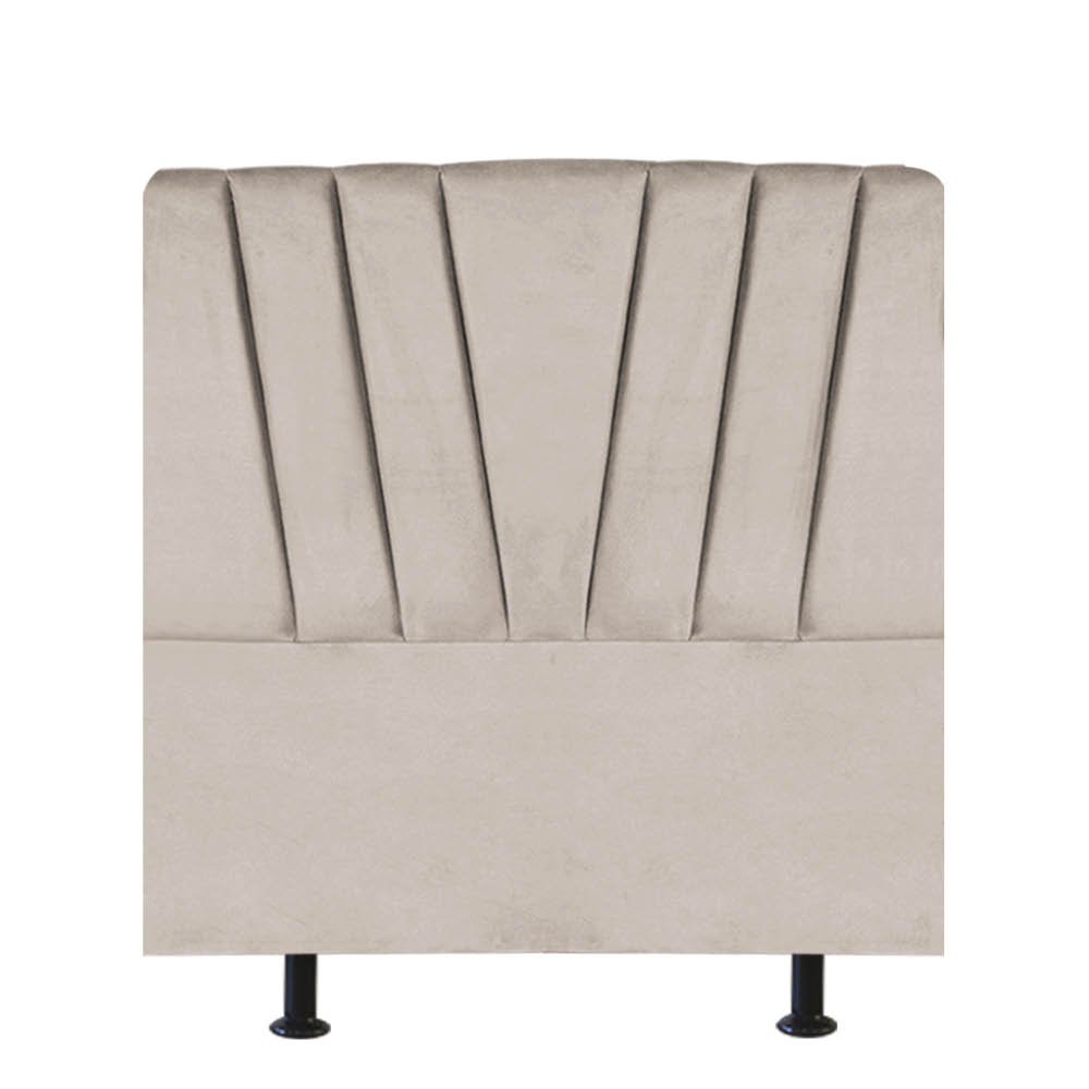 Cabeceira Estofada Bélgica 90cm Solteiro Para Cama Box Quarto Suede Bege - Ahazzo Móveis - 1