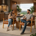 Ver imagem 6 de Kit 2 Poltronas Haley Moderna Decorativa Estofada Corino Sala Estar Quarto Escritório Recepção:caram