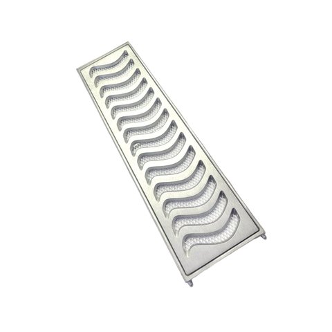 Grelha Pluvial 15x50 Elite com Suporte e Aro de Fixação - Alumínio Escovado - Znubi Grelhas & Cia