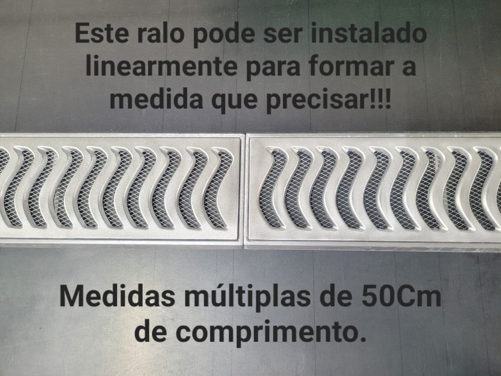 Grelha Pluvial 15x50 Elite com Suporte e Aro de Fixação - Alumínio Escovado - Znubi Grelhas & Cia - 3