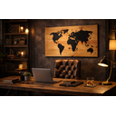 Ver imagem 1 de Quadro Mapa Múndi Preto em Madeira Natural