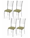 Ver imagem 1 de Kit 4 Cadeiras Lara Cromada para Cozinha em Aço Super Resistente-Assento Boucle Verde Oliva-Gat Maga