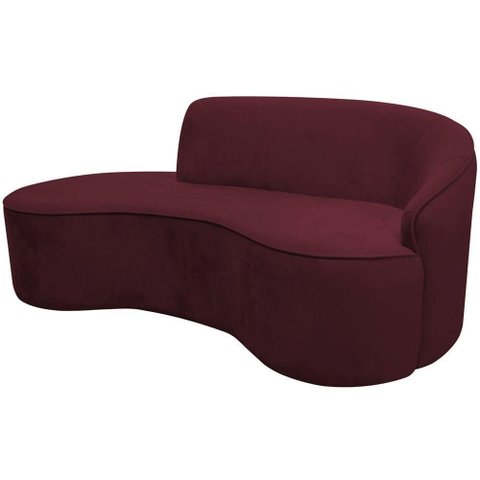 Sofá Curvo 02 Lugares 150cm Eron Braço Esquerdo Veludo Vermelho - Nexta Casa