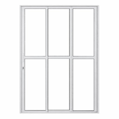 Porta de Correr Alumínio Branco Sacada 03 Folhas Maxx - 210x180 - Esquerda