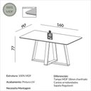 Ver imagem 3 de Mesa de Jantar Retangular 1,60 m 6 Lugares Moderna Base em X 100% MDF Dalla Costa Cor:Carvalho Rosé