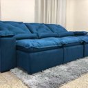 Ver imagem 2 de Sofá 5 Lugares Retrátil e Reclinável 2,70 Metros Alpoim Estofados Azul 206 Athenas