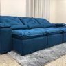 Sofá 5 Lugares Retrátil e Reclinável 2,70 Metros Alpoim Estofados Azul 206 Athenas - 2