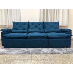 Sofá 5 Lugares Retrátil e Reclinável 2,70 Metros Alpoim Estofados Azul 206 Athenas - 4