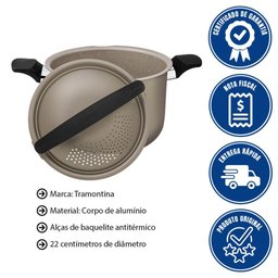 Espagueteira Tramontina Milazzo em Alumínio Revestimento Starflon Max Amêndoa 22cm 28576422 - 2