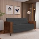 Ver imagem 2 de Sofá Living Decorativo Houston 2 Lugares 180cm Pés em Metal Veludo/ Pu Grafite/ Marrom G33 - Gran Be