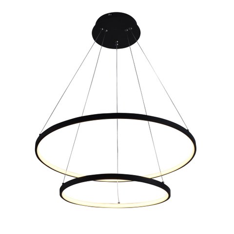 Pendente 2 Anéis Preto Fosco Led 45W 3000K Bivolt