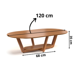 Mesa de Centro Sala de Estar Mdf Rustica Elegance Oval Novas:nature - 3