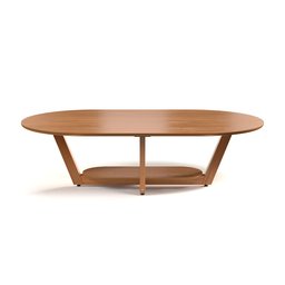 Mesa de Centro Sala de Estar Mdf Rustica Elegance Oval Novas:nature - 1