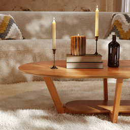 Mesa de Centro Sala de Estar Mdf Rustica Elegance Oval Novas:nature - 6