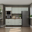 Ver imagem 1 de Cozinha Completa Modulada Americana 4 Peças com 4 Gavetas Portas Provençais Verde/Mint