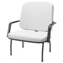 Ver imagem 5 de Kit 02 Cadeiras de Escritório Recepção com Braço Fixa Preta Magno P03 Vinil Branco - Lyam Decor