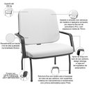 Ver imagem 3 de Kit 02 Cadeiras de Escritório Recepção com Braço Fixa Preta Magno P03 Vinil Branco - Lyam Decor