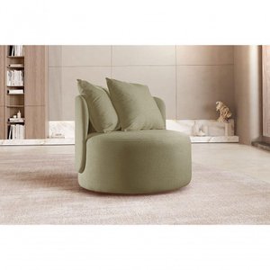 Poltrona Redonda Orgânica Moon Bouclé Verde 403