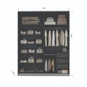 Ver imagem 4 de Guarda Roupa Solteiro 2 Portas 3 Gavetas Veneto Preto/Olmo Italiano