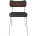 Ver imagem 2 de Kit 06 Cadeiras Estofada para Sala de Jantar Astrid Branco C01 Linho Preto Courino Whisky - Lyam