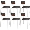 Ver imagem 1 de Kit 06 Cadeiras Estofada para Sala de Jantar Astrid Branco C01 Linho Preto Courino Whisky - Lyam