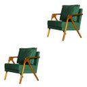 Ver imagem 1 de Kit 2 Poltronas Cadeira Mona Luxo Recepção - Veludo Verde