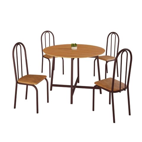 Conjunto Sala de Jantar 90cm Ilhabela 4 Cad Marrom C- Jambo