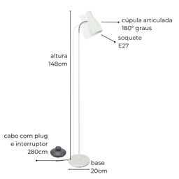 Luminária de Piso Abajur Chão Articulada Amélia Marrom Cortem - 3