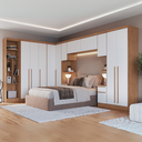 Ver imagem 1 de Guarda Roupa Casal 7 Peças com Nicho Infinity Marrom/Cedro/Branco Line