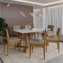 Ver imagem 1 de Conjunto Sala de Jantar Mesa 6 Cadeiras MDF Madeira Maciça Miami Cinza