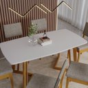 Ver imagem 7 de Conjunto Sala de Jantar Mesa 6 Cadeiras MDF Madeira Maciça Miami Cinza