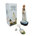 Ver imagem 1 de Kit Devocional Nossa Senhora de Fátima com Imagem, Medalha, Chaveiro e Oração FORNECEDOR 35 KI20