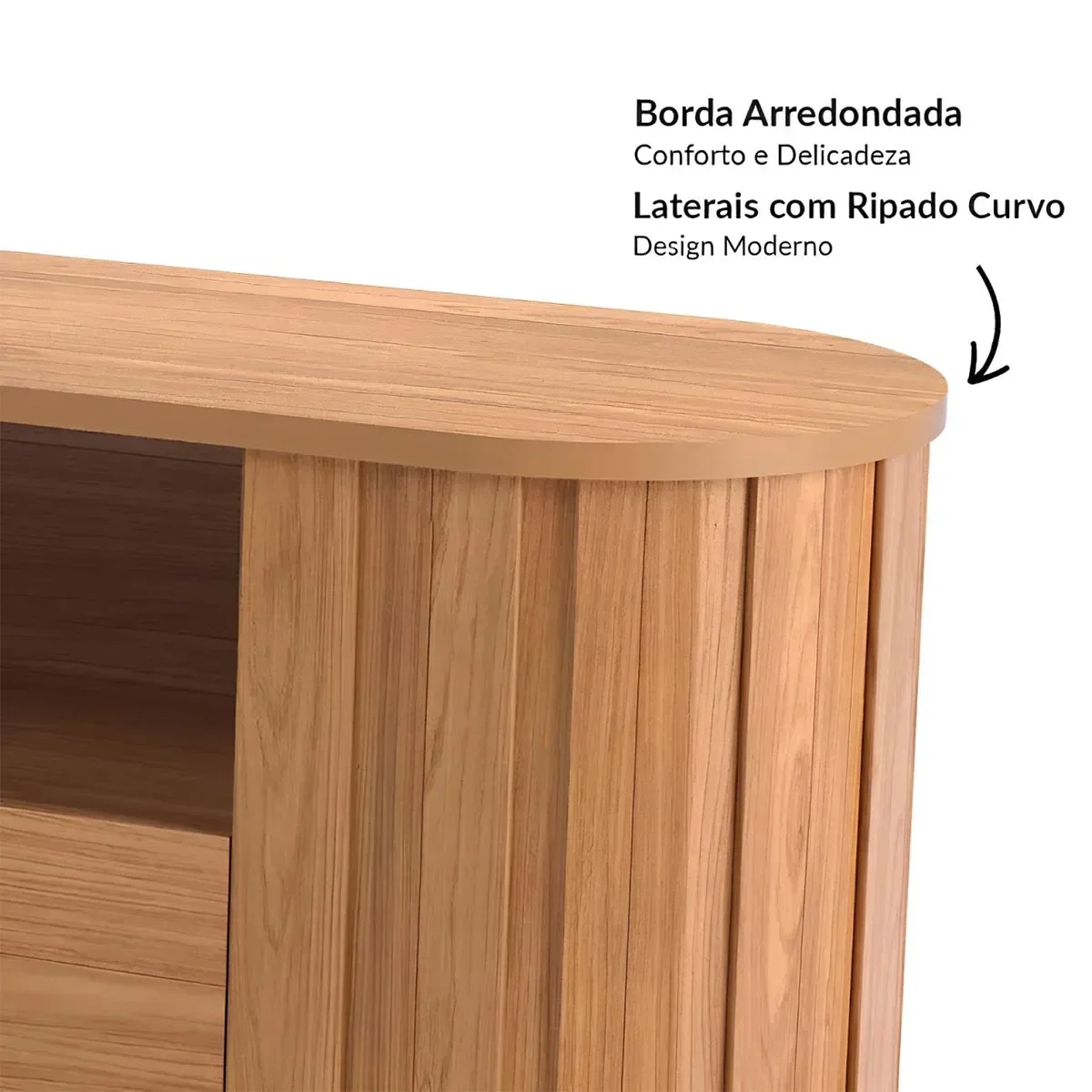 Rack para TV até 60 Polegadas com Canto Arredondado 100% MDF - 4
