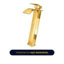 Ver imagem 2 de Torneira de Banheiro com Misturador Monocomando Lavabo de Bancada Luxo Inox Dourada Brinovar