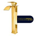 Ver imagem 5 de Torneira de Banheiro com Misturador Monocomando Lavabo de Bancada Luxo Inox Dourada Brinovar