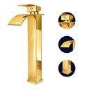 Ver imagem 3 de Torneira de Banheiro com Misturador Monocomando Lavabo de Bancada Luxo Inox Dourada Brinovar