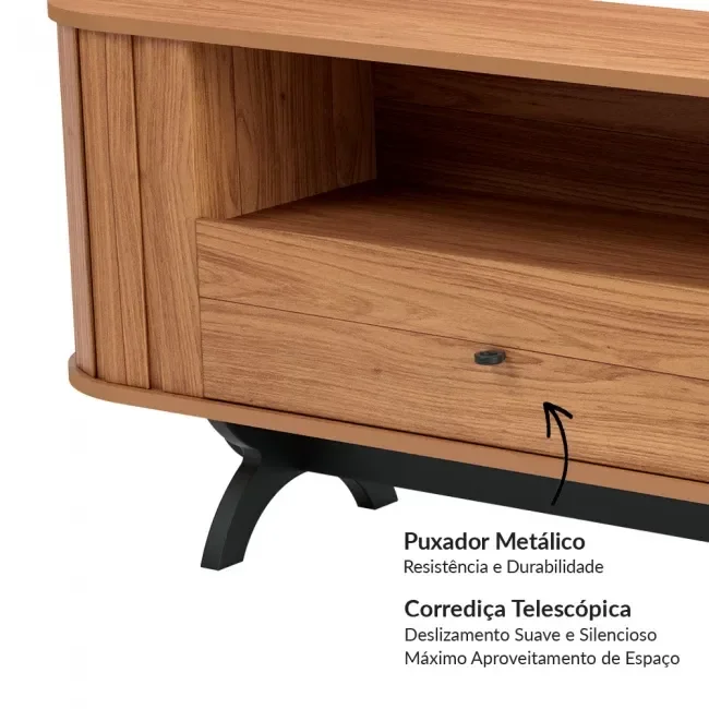 Rack para TV até 60 Polegadas com Canto Arredondado 2 Gavetas 100% MDF  - 5